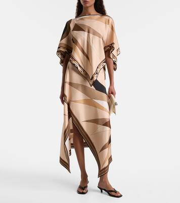 Hawaii silk satin midi skirt | Pucci