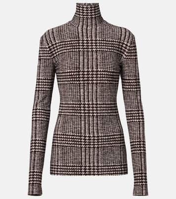 Prince of Wales check turtleneck top | Norma Kamali