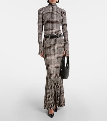 Prince of Wales check turtleneck top | Norma Kamali