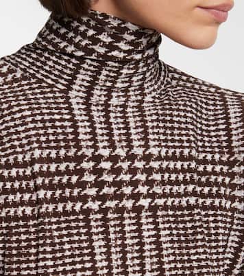 Prince of Wales check turtleneck top | Norma Kamali