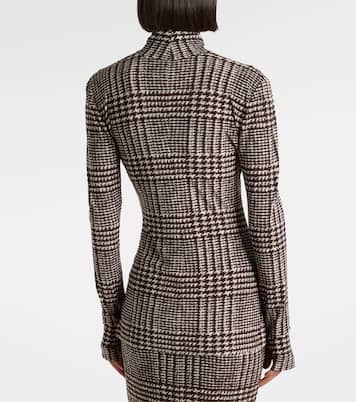 Prince of Wales check turtleneck top | Norma Kamali