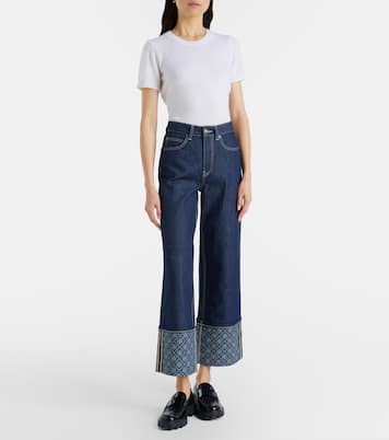 Monogram wide-leg jeans | Tory Burch