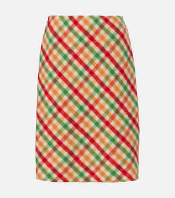 Checked wool-blend pencil skirt | Miu Miu