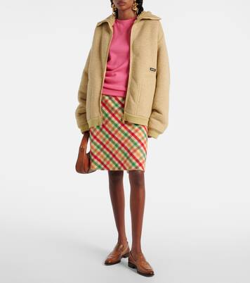 Checked wool-blend pencil skirt | Miu Miu