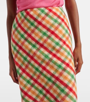 Checked wool-blend pencil skirt | Miu Miu