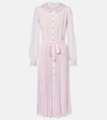 Embellished pleated georgette shirt dress | Self-Portrait