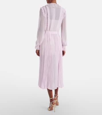 Embellished pleated georgette shirt dress | Self-Portrait