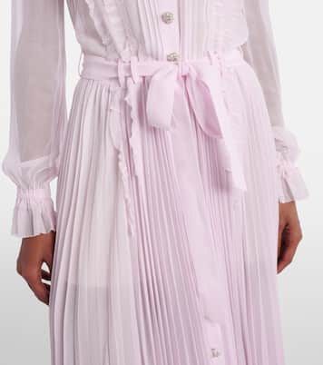 Embellished pleated georgette shirt dress | Self-Portrait