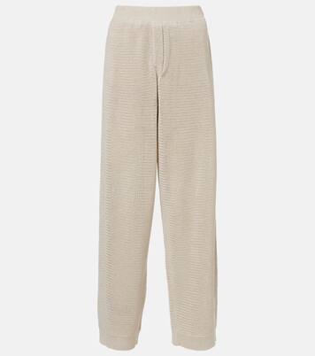 Knitted cotton-blend wide-leg pants | Brunello Cucinelli