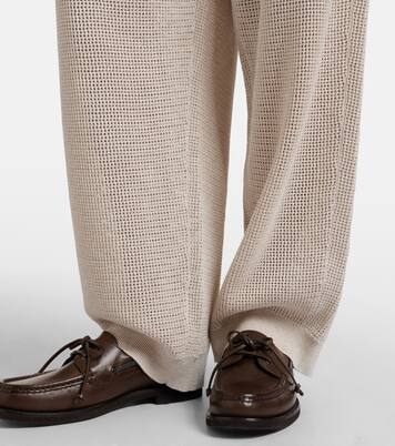 Knitted cotton-blend wide-leg pants | Brunello Cucinelli