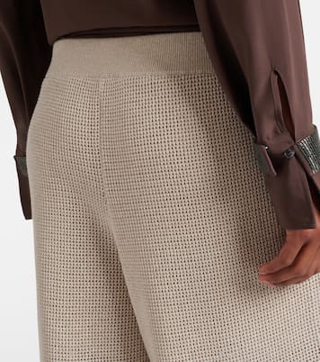 Knitted cotton-blend wide-leg pants | Brunello Cucinelli