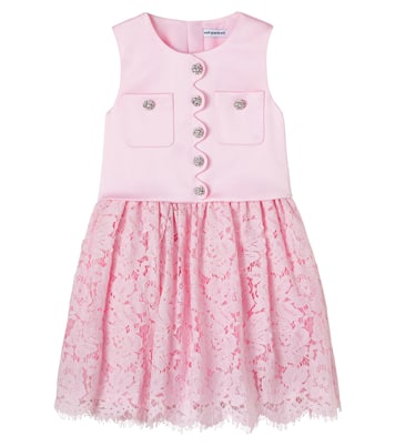 Crystal-embellished lace-trimmed dress | Self-Portrait Kids