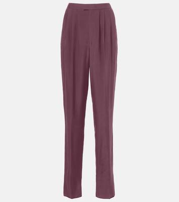 Pleated silk straight pants | Saint Laurent