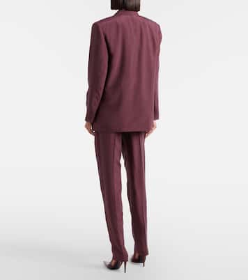 Pleated silk straight pants | Saint Laurent