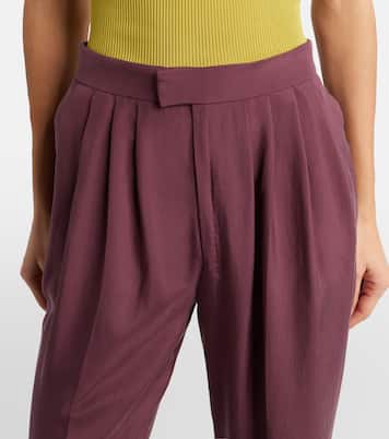 Pleated silk straight pants | Saint Laurent