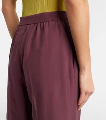 Pleated silk straight pants | Saint Laurent