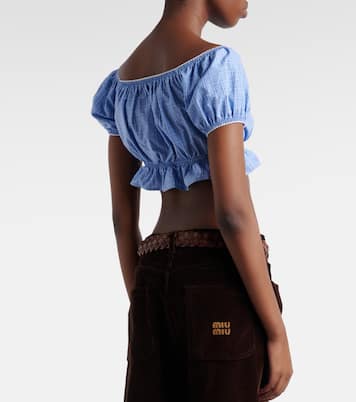 Checked cotton poplin crop top | Miu Miu