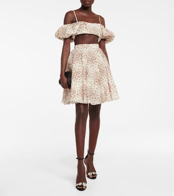 Top cropped a fiori con scollo bardot | Giambattista Valli
