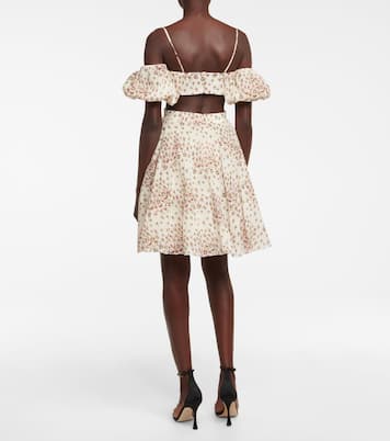 Top cropped a fiori con scollo bardot | Giambattista Valli