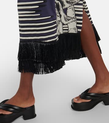 Printed fringe-trimmed cotton maxi dress | Johanna Ortiz