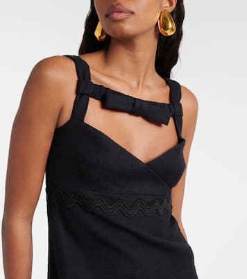 Bow-detail cotton-blend tweed minidress  | Patou