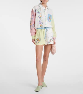 Shorts Willa in lino con ricamo | Alémais