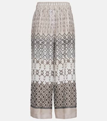 Printed silk wide-leg pants | Brunello Cucinelli