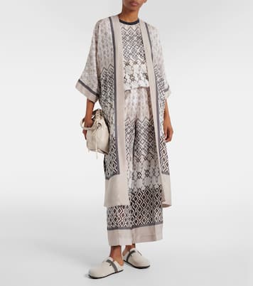 Printed silk wide-leg pants | Brunello Cucinelli