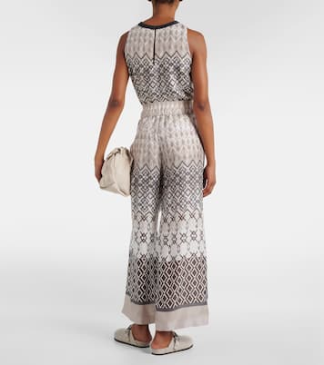 Printed silk wide-leg pants | Brunello Cucinelli