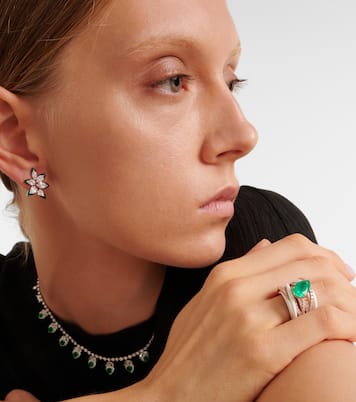 Bague en or rose 18 ct, émeraude et diamants | Kamyen