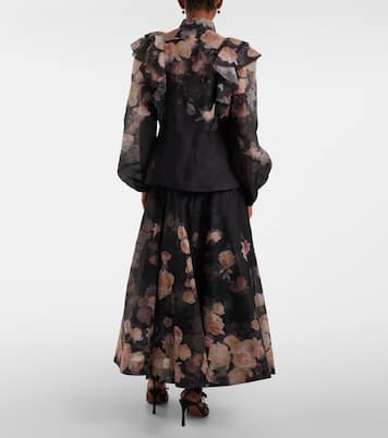 Blusa Crush Frill Sleeve in lino e seta | Zimmermann
