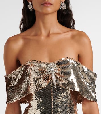 Off-shoulder sequined minidress | Self-Portrait