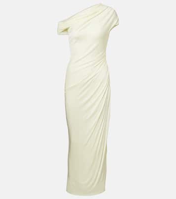 Draped one-shoulder midi dress | Galvan