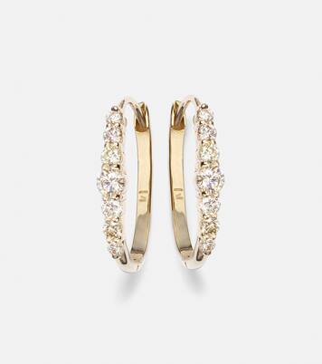 Rivulet Large 14kt gold hoop earrings with diamonds | Ileana Makri