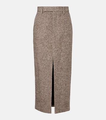 Wool and silk-blend midi skirt | Brunello Cucinelli