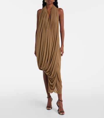 Draped halterneck sheer midi dress | Magda Butrym
