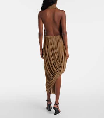 Draped halterneck sheer midi dress | Magda Butrym