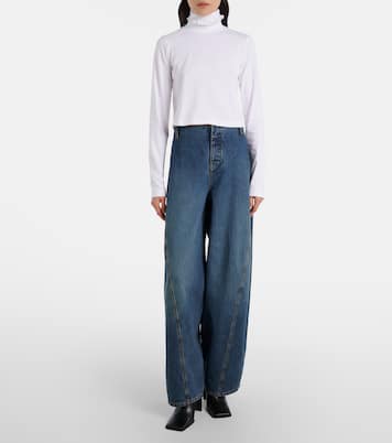 Cropped turtleneck cotton jersey top | Alaïa