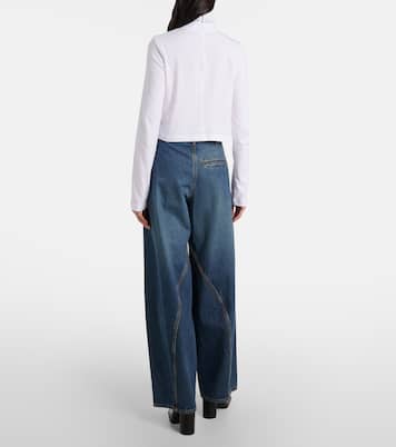Cropped turtleneck cotton jersey top | Alaïa