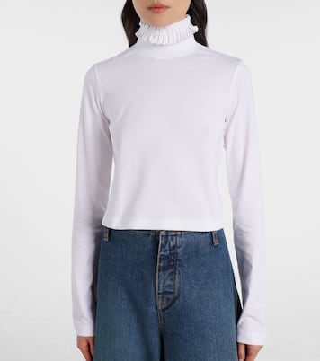 Cropped turtleneck cotton jersey top | Alaïa