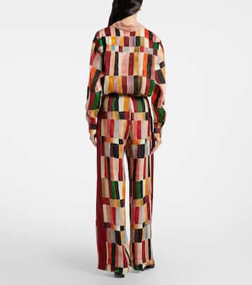 x LRNCE pantalones palazzo Marjorelle de lino y seda | Alémais