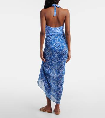 Mykonos printed cotton and silk beach cover-up | Heidi Klein