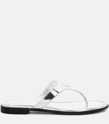 Sandali infradito in pelle metallizzata | Prada