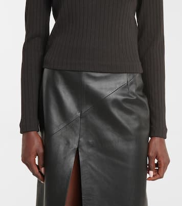Ribbed-knit mockneck sweater | Vince