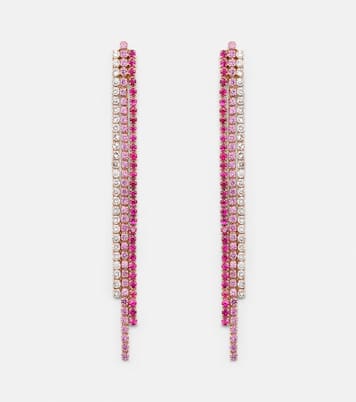 Boucles d’oreilles Triple Thread en or rose 18 ct, rubis, saphirs roses et diamants | Shay Jewelry