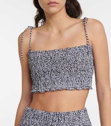 Shirred gingham cotton crop top | Miu Miu