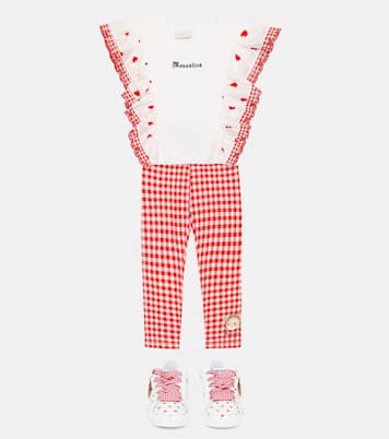 Gingham cotton-blend leggings | Monnalisa