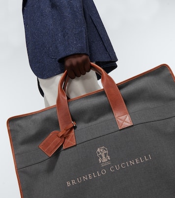 Leather-trimmed canvas garment bag | Brunello Cucinelli