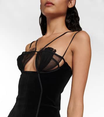 Cutout velvet and mesh minidress | Nensi Dojaka