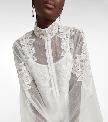 Camisa de novia Georgia de tul con lunares | Costarellos
